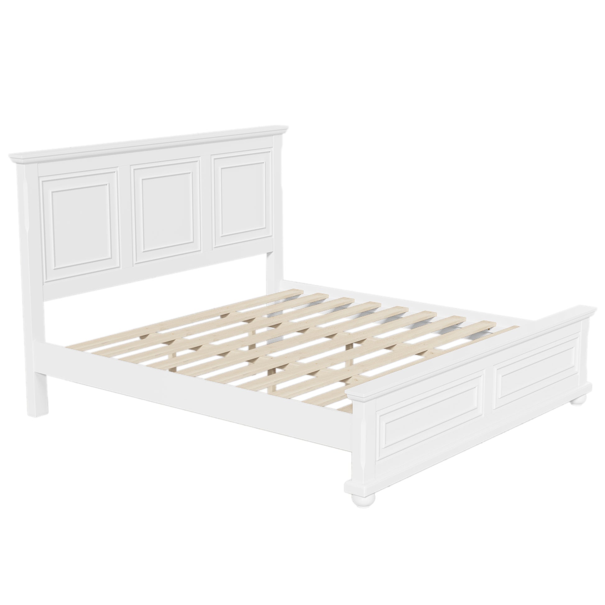 Traditional Town And Country Style Pinewood Vintage King Bed, White King White Pine