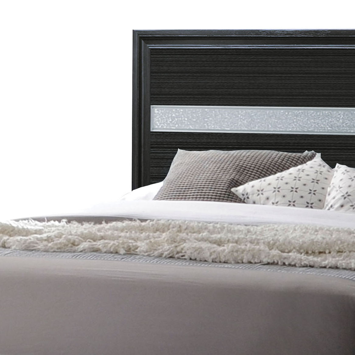 Black Twin Panel Bed With Sparkling Inlay Box Spring Required Twin Black Wood Bedroom Contemporary Panel Mdf Lvl