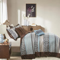 5 Piece Jacquard Quilt Set With Throw Pillows Blue King Cal King King Blue Cotton