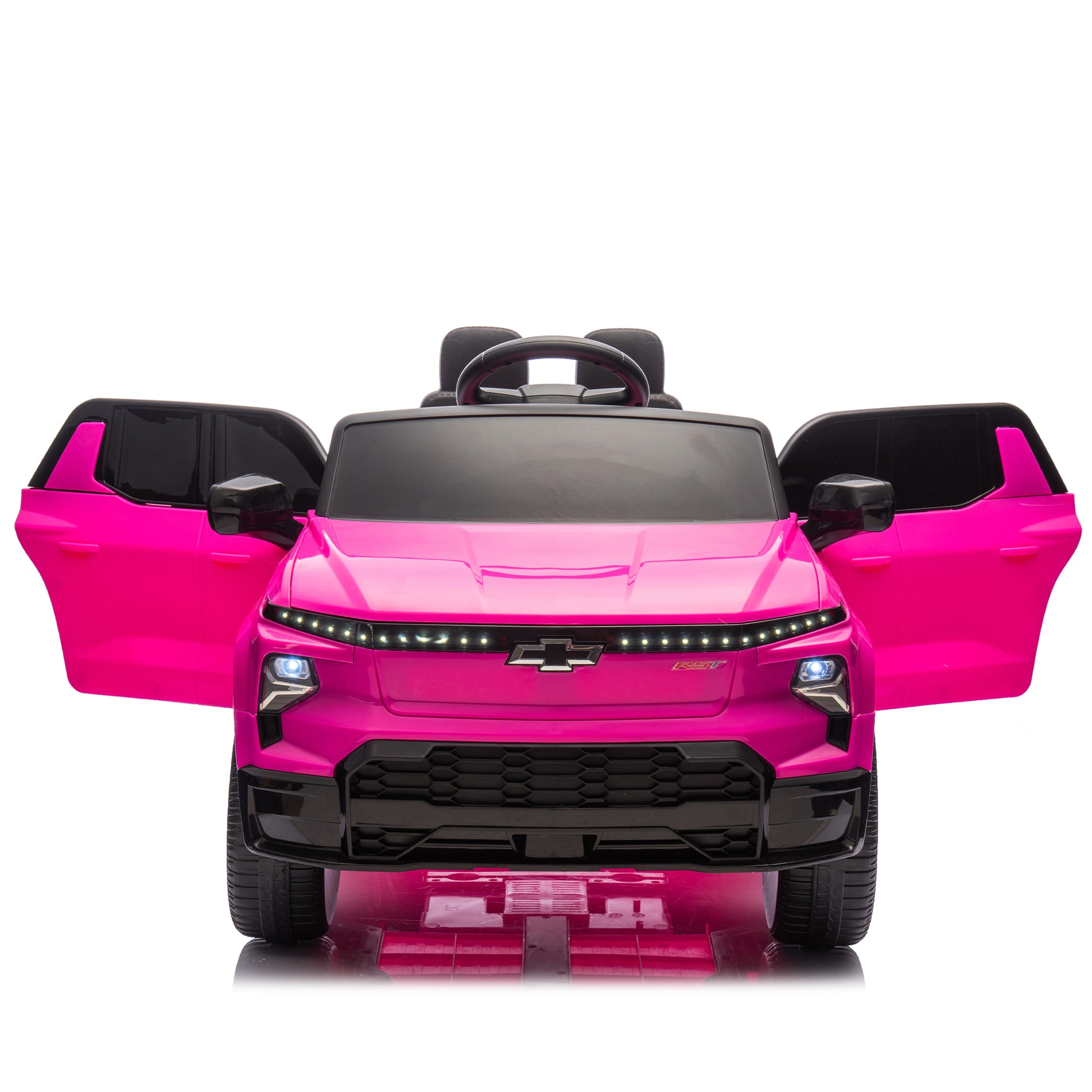 12V Kids Ride On Car W Parents Control,Licensed Chevrolet Silverado,Four Wheel Suspension,Led Lights,Bluetooth,Music,Usb,Mp3,Power Display,Speeds 1.86 3.11Mph For Kids Aged 2 5. Pink 50 99 Lbs