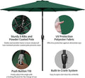 Outdoor Market Table Patio Umbrella With Button Tilt, Crank And 8 Sturdy Ribs For Garden, Deck, Lawn, Backyard & Pool Green Stainless Steel