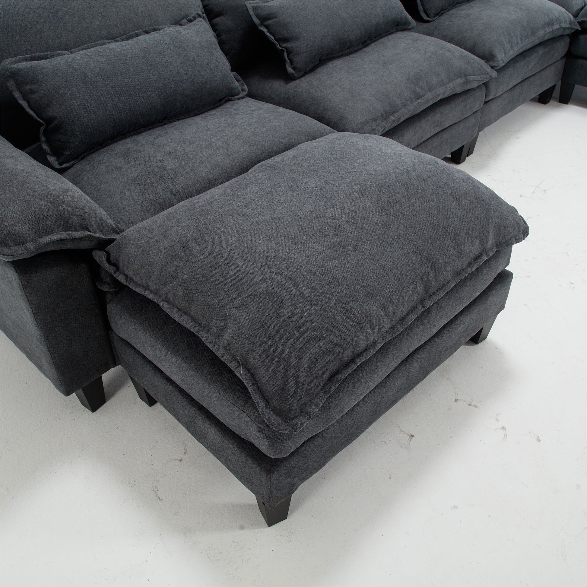 154.8" Oversized Modular Sofaice Velvet Large U Shaped Couch Comfy Upholstered 4 Seat Sofa With 2 Ottoman, 4 Lumbar Pillow, Deep Seat Couch For Living Room Dark Gray Primary Living Space Modern Foam Polyester 6 Seat