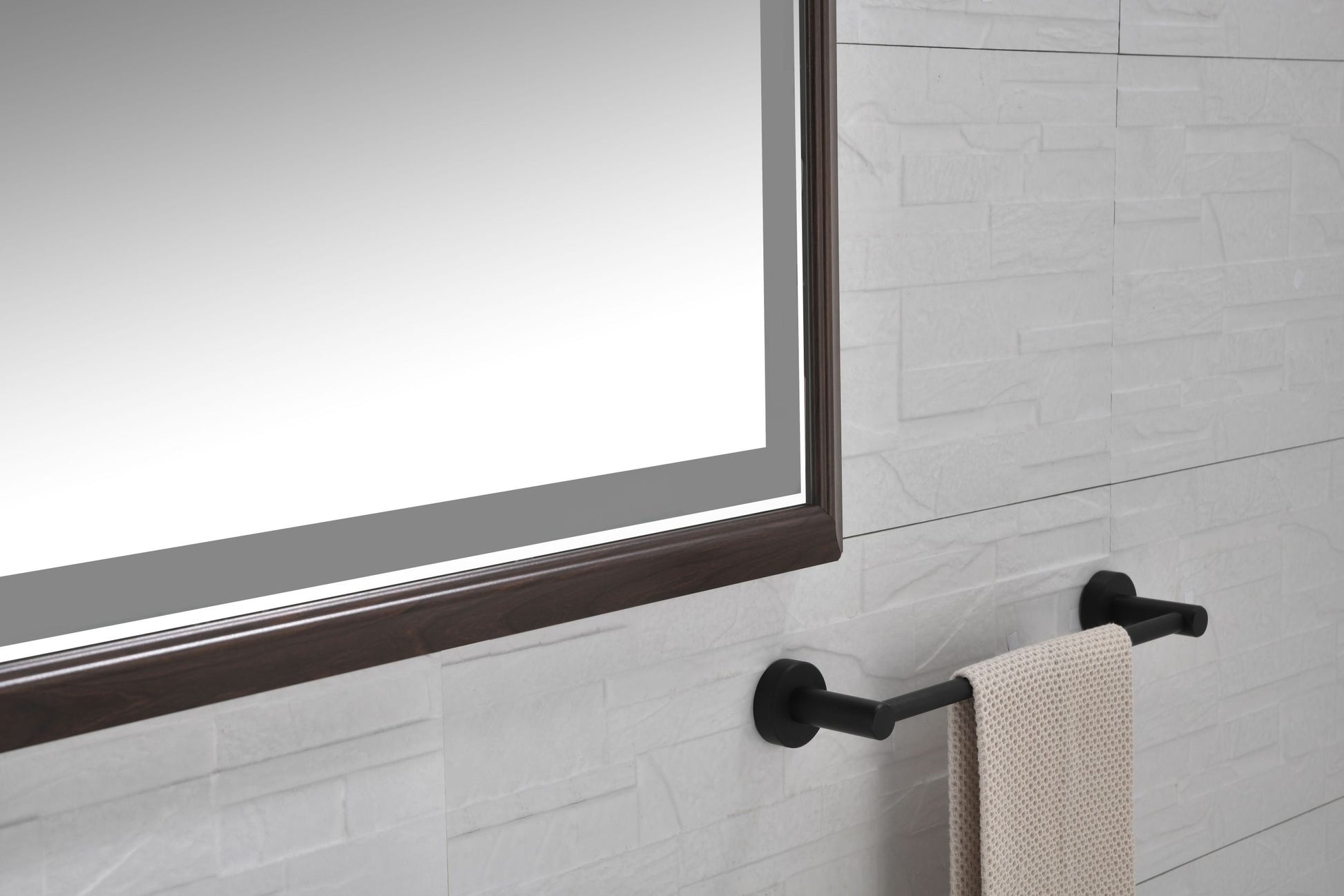 Bathroom Led Mirror Is Multi Functional And Each Function Is Controlled By A Smart Touch Button. Brown Aluminium