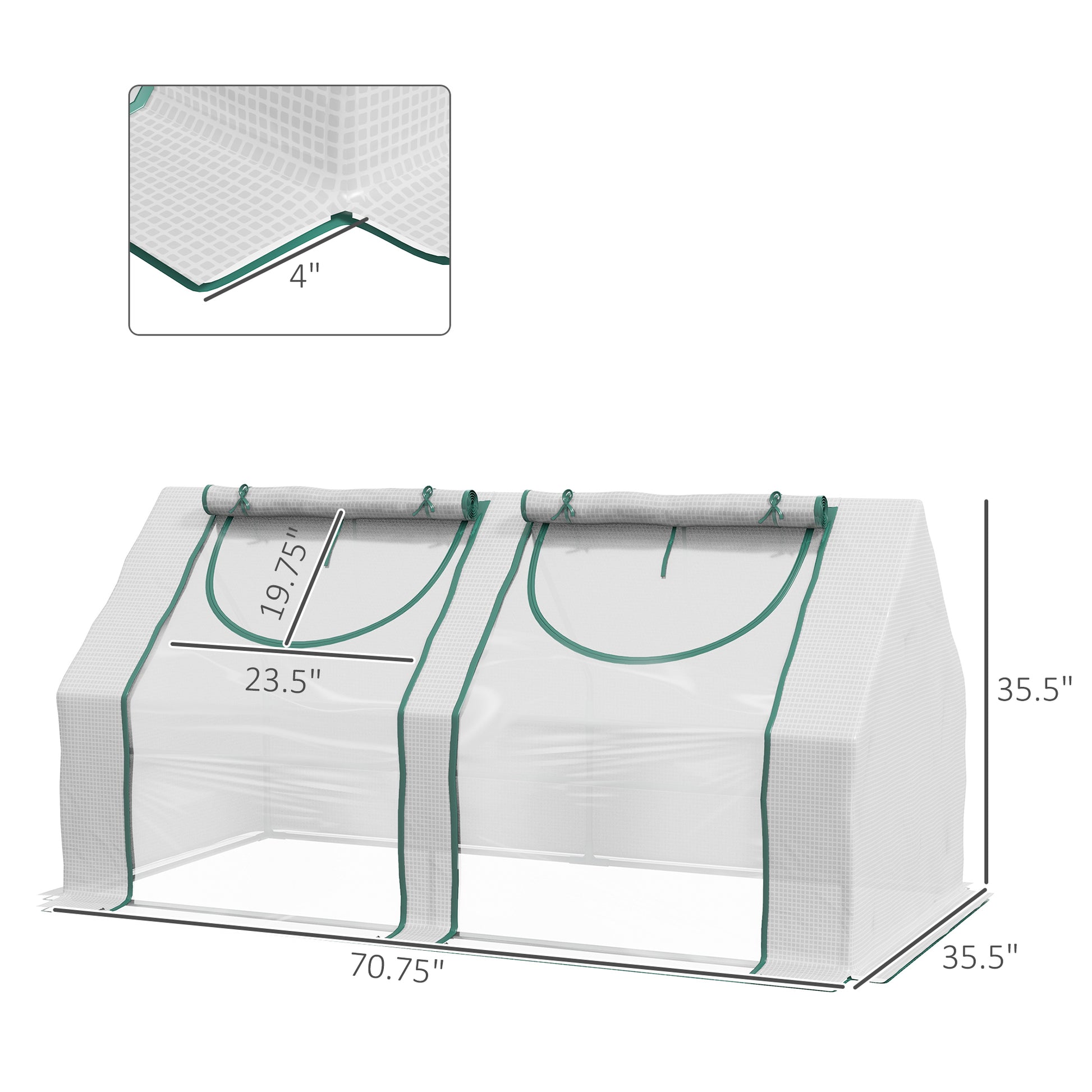 Outsunny 6' X 3' X 3' Portable Greenhouse, Garden Green House With 2 Pe Plastic Covers, Steel Frame And 2 Roll Up Windows, Clear Clear Steel