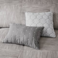 7 Piece Printed Seersucker Comforter Set Grey King King Grey Polyester