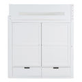 Full Size Wooden Loft Bed With Wardrobe, Desk, Drawers, Shelves, White Full White Plywood