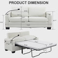 73.63*27.95 Pull Out Sofa Bed, Chenille Material, Pull Out Queen Sofa Bed With Memory Foam Mattress, For Living Room, Bedroom, Office, Apartment, White White Minimalist Chenille,Metal & Wood