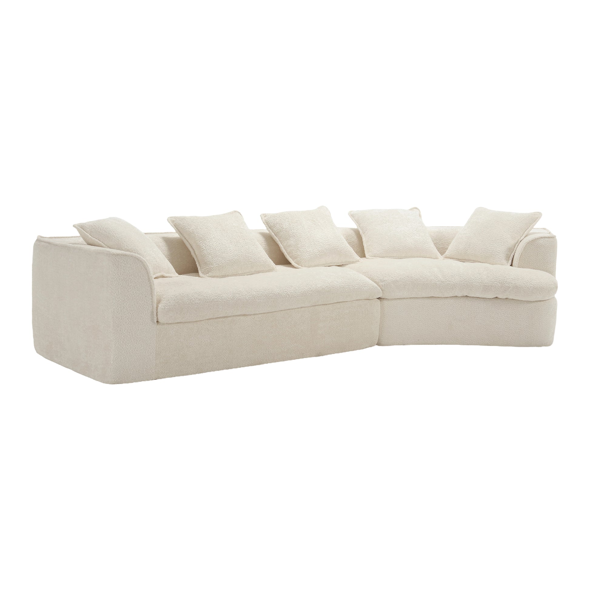 Coolmore Boucle Sofa 3 Seater For Living Room Oversized Comfy Sofa Unique Double Seat And Corner Construction For Apartment, Office Left Hand Facing Beige Beige Primary Living Space Foam Boucle 3