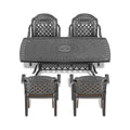 Cushions In Random Colors 5 Piece Set Of Cast Aluminum Patio Furniture With Cushions Yes Dining Set Black Seats 4 Rust Resistant Frame Water Resistant Cushion Garden & Outdoor Complete Patio Sets Aluminium