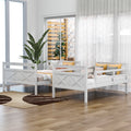 Twin Over Full Bunk Bed With Ladder, Safety Guardrail, Perfect For Bedroom, White Old Sku: Sm000118Aak 1 Twin Box Spring Not Required White Wood Bedroom Bunk Pine