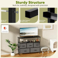 Tv Stand Dresser For Bedroom Entertainment Center With 5 Fabric Drawers, Storage Organizers Units For Living Room, Media Console Table With Open Shelf Up For 45