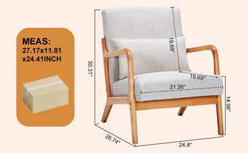 Mid Century Modern Accent Chair, Arm Chair Living Room Chairs With Pillow Upholstered Reading Chair With Solid Wood Frame & Living Room Bedroom Balcony Beige Beige Brown Primary Living Space