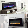48 Inch Curved Front Wall Mounted Electric Fireplace With Remote And Multi Color Flame & Emberbed Powder Coated Electric Antique Black Vent Free Primary Living Space Yes Wall Mount Tempered Glass Sheet Metal Electric