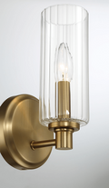 Jardin Single Light Wall Sconce With Clear Ribbed Glass Satin Brass Clear,Gold Brass,Glass