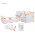 L Shaped Space Saving Twin Loft And Twin Platform Bed With 7 Drawers And Full Guardrails White Twin White Solid Wood