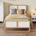 Modern Style Twin Size Solid Wood Platform Bed For Kids, Teens, Adults, No Need Box Spring, Walnut And White Box Spring Not Required Twin White Walnut Wood Bedroom Modern Pine Bed Frame Wood