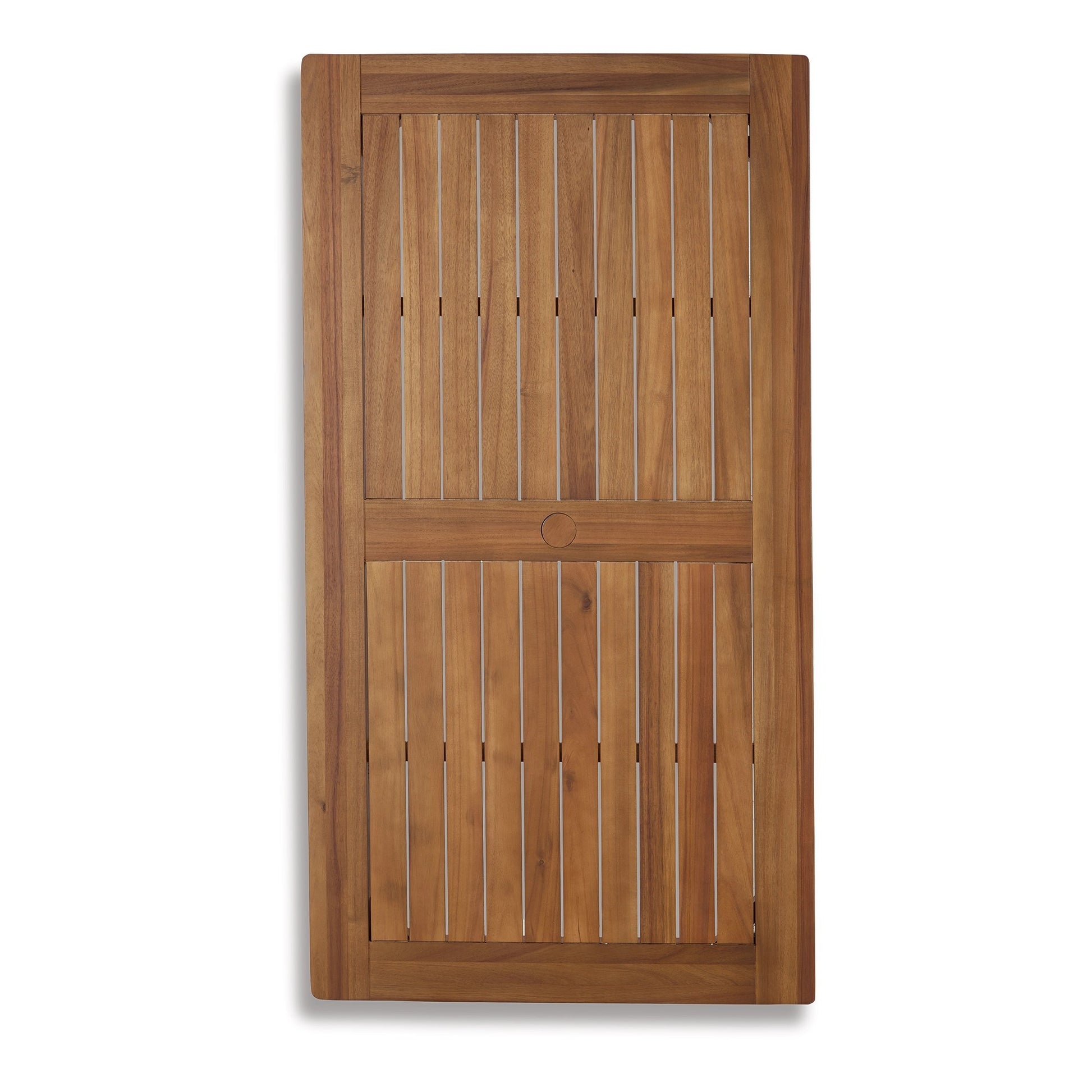 Nilen 59 Inch Dining Table, Natural Brown Acacia Wood, Slatted Surface Brown Acacia Wood