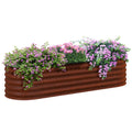 Outsunny 6.5' X 2' X 1.4' Galvanized Raised Garden Bed Kit, Outdoor Metal Elevated Planter Box With Safety Edging, Easy Diy Stock Tank For Growing Flowers, Herbs & Vegetables, Brown Brown Zinc