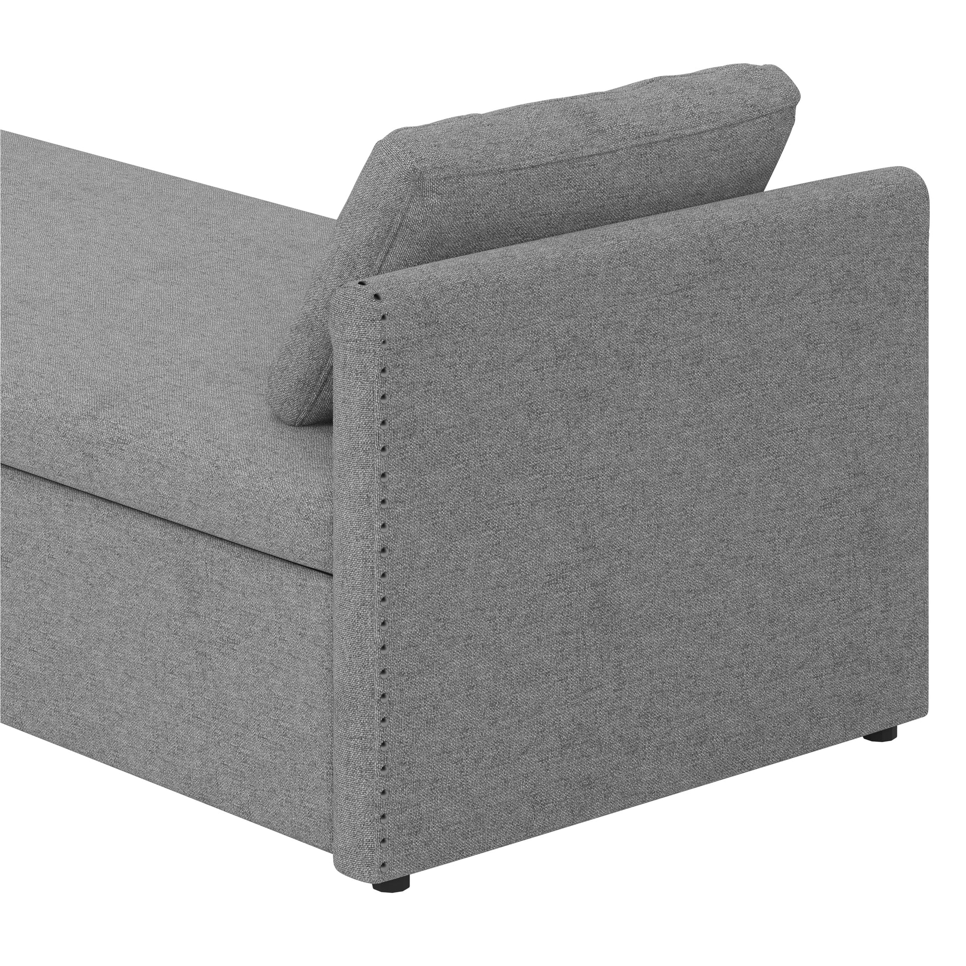 Modern Upholstered Chaise Lounger Daybed With Pillows Small Single Daybed, No Mattress Needed, Perfect For Living Rooms & Home Office,Linen Fabric, Gray Gray Linen