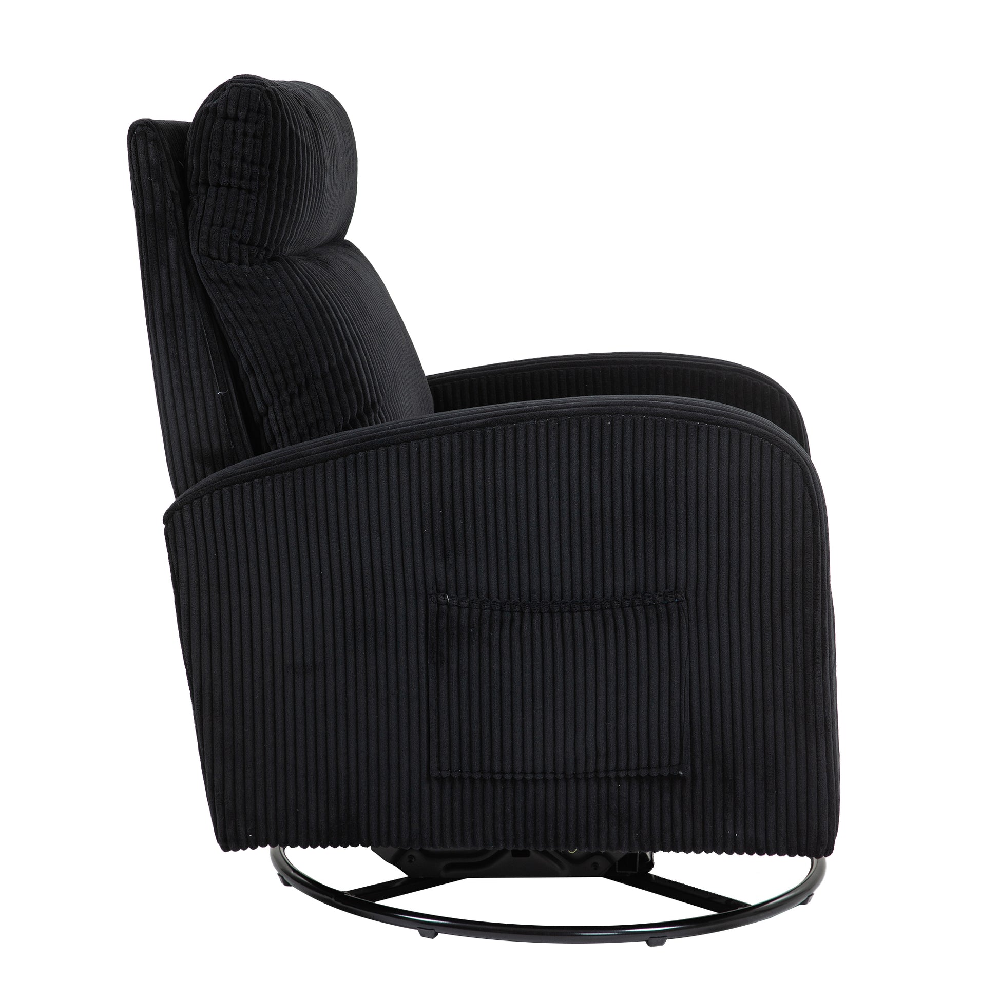 Jiada Upholstered Swivel Glider.Flannel Fabric.Rocking Chair For Nursery In Black.Modern Style One Left Bag Black Foam Corduroy
