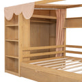 Full Size House Bed With Two Drawers And Wardrobe,Natural Full Natural Solid Wood