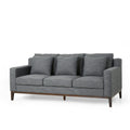 Mirod Comfy 3 Seat Sofa With Wooden Legs, Modern For Living Room And Study Charcoal Fabric 3 Seat