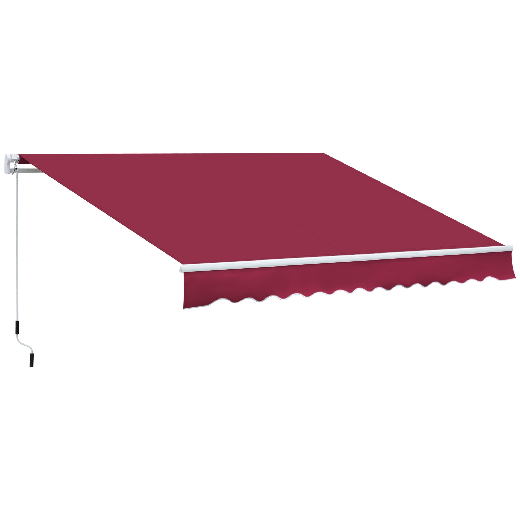 Outsunny 12' X 8' Retractable Awning, Patio Awning Sun Shade Shelter With Manual Crank Handle, 280G M Uv And Water Resistant Fabric, Aluminum Frame For Deck, Balcony, Yard, Red Red Aluminum