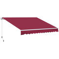 Outsunny 12' X 8' Retractable Awning, Patio Awning Sun Shade Shelter With Manual Crank Handle, 280G M Uv And Water Resistant Fabric, Aluminum Frame For Deck, Balcony, Yard, Red Red Aluminum