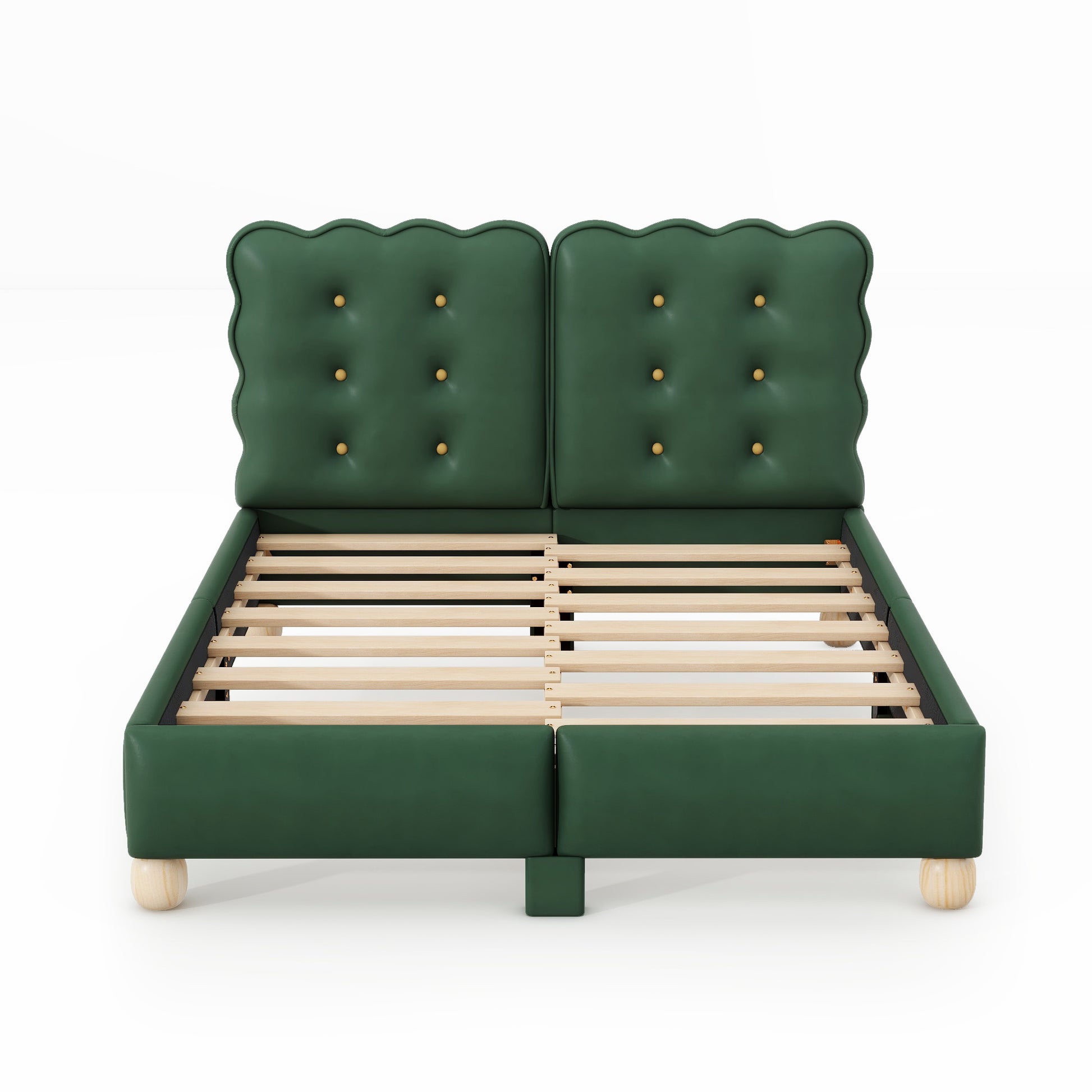 Full Size Upholstered Platform Bed With Support Legs,Green Green Upholstered