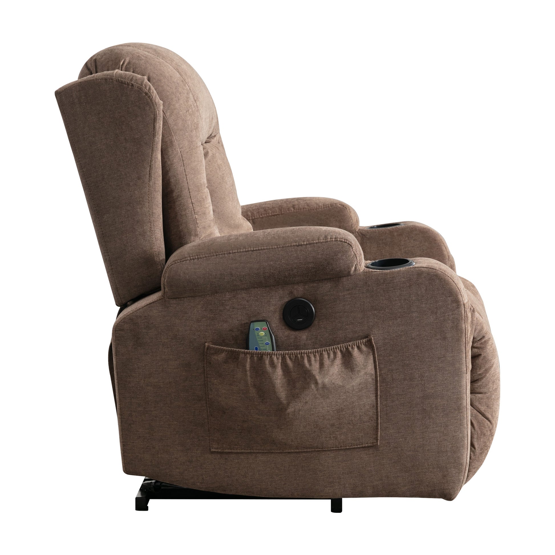 Power Lift Recliner Chair Recliners For Elderly With Heat And Massage Recliner Chair For Living Room With Infinite Position And Side Pocket,Usb Charge Port Brown Brown Power Push Button Soft Heavy Duty Cotton Wood Metal