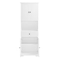 Tall Bathroom Cabinet With Four Doors, Large Storage Space Open Shelve, Upper Storage Cabinet, White White Mdf