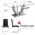 Table And Chair Set, Large Modern Rectangular Glass Table, Can Accommodate 6 8 People, Equipped With A 0.39 Inch Tempered Glass Tabletop And Large Mdf Table Legs, Comfortable And Soft Chairs. Transparent Mdf Glass