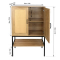 31.5 Inch Wide 2 Rattan Doors Free Standing Sideboard Storage Cabinet With One Open Bottom Shelf For Kitchen Dinning Room Living Room, Natural Color Freestanding 1 2 Shelves Natural Natural Primary Living Space Open Storage Space American Design Particle