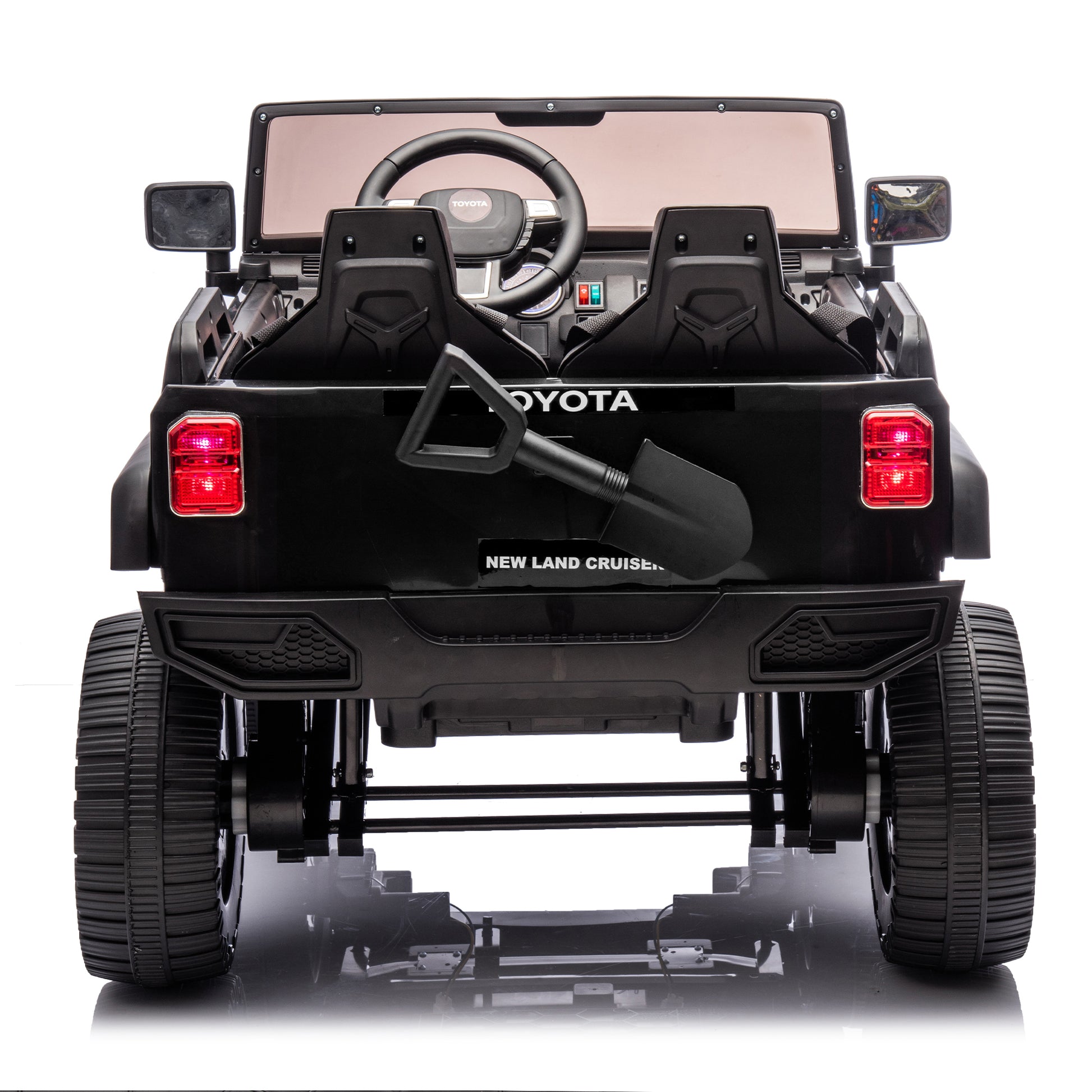 24V Two Seater Kids Ride On Car W Parents Remote Control, Licensed Toyota Lc250,220W Motors,With Shovel,Three Point Seat Belt,Slow Start,Speed Adjustment,Bluetooth,Music For Kids Aged 3 . Black 100 149 Lbs Polypropylene