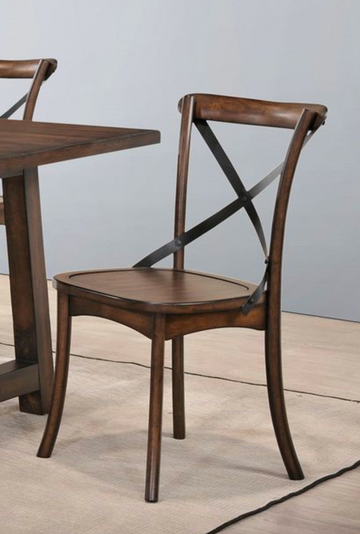 Kaelyn Dark Oak & Black Metal Finish Side Chair Set Of 2 Dark Oak Synthetic Wood