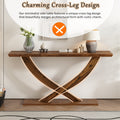 Mirod 57'' Modern Rustic Console Table With Cross Leg Design,Sturdy Construction And Large Surface Space,Perfect For Living Room Or Bedroom Brown Mdf Acacia