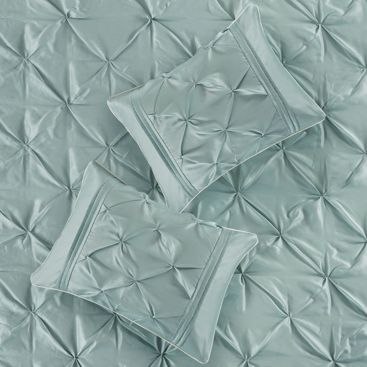 7 Piece Tufted Comforter Set Seafoam Queen Queen Seafoam Polyester