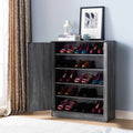 Shoe Cabinet With Two Door Design With Five Interior Shelves In Distressed Gray Grey Mdf