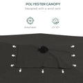 Outsunny 6.5' X 10' Rectangular Market Umbrella, Patio Outdoor Table Umbrella With Crank And Push Button Tilt, Dark Gray Gray Steel