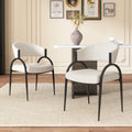 Upholstered Dining Chairs With Metal Legs Set Of 2 ,Beige Beige Fabric Metal