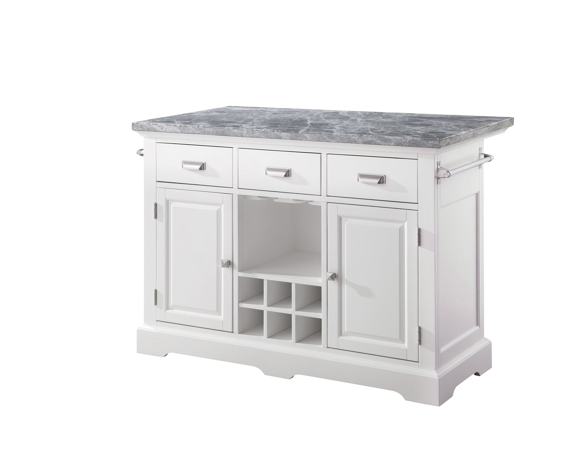 Zermatt Kitchen Island White White Wood