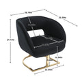 Coolmore Upholstered Tufted Living Room Chair Textured Linen Fabric Accent Chair With Metal Stand Black Velvet