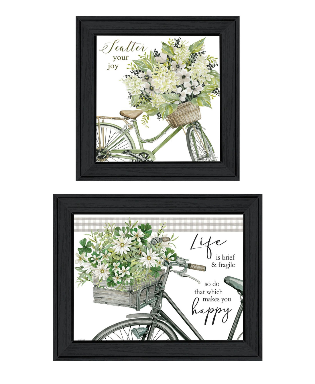 "Get On Your Bike And Scatter Your Joy" Framed Wall Art For Living Room, Wall Art Print For Home Decor, Bedroom Wall Art By Cindy Jacobs Multicolor Wood Paper