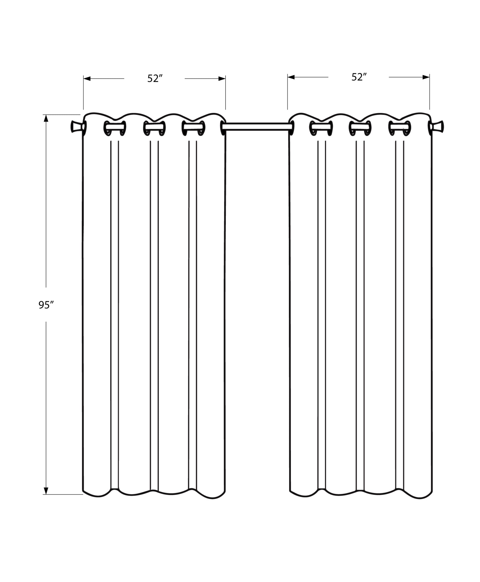 Curtain Panel, 2Pcs Set, 54"W X 95"L, 100% Blackout, Grommet, Living Room, Bedroom, Kitchen, Grey Thermal Insulation Polyester, Contemporary, Modern Silver Polyester