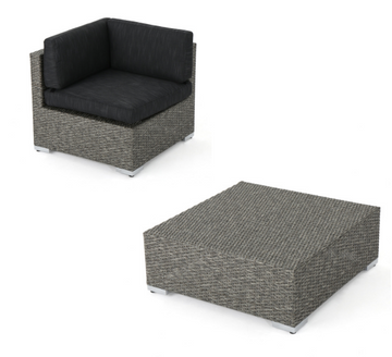 Puerta Corner Sofa & Coffee Table Black Gray Fabric