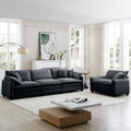 Mid Century Modern Sofa Set Of Two, One 3 Seater Sofa And One Single Seat Sofa With 2 Arm Pillows And 4 Throw Pillows,2 Pieces Sofa Set For Living Room,Grey Corduroy Fabric Grey Corduroy 4 Seat