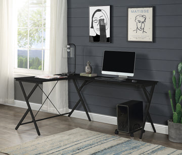 Dazenus Black Finish Computer Desk Black Metal,Synthetic Wood