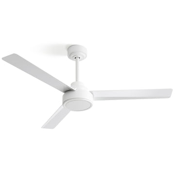 52" Ceiling Fan Without Light, 3 Abs Blades Farmhouse Ceiling Fan With Remote Control 6 Speed Reversible Dc Motor White For Living Room, Bedroom, Kitchen White Abs