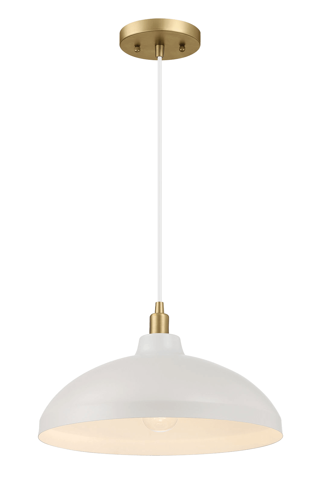 Astral Single Light White Pendant Lamp With Golder Brass Finish For Entrance Kitchen Island 14"D 8"H Gold White Brass,Glass Metal