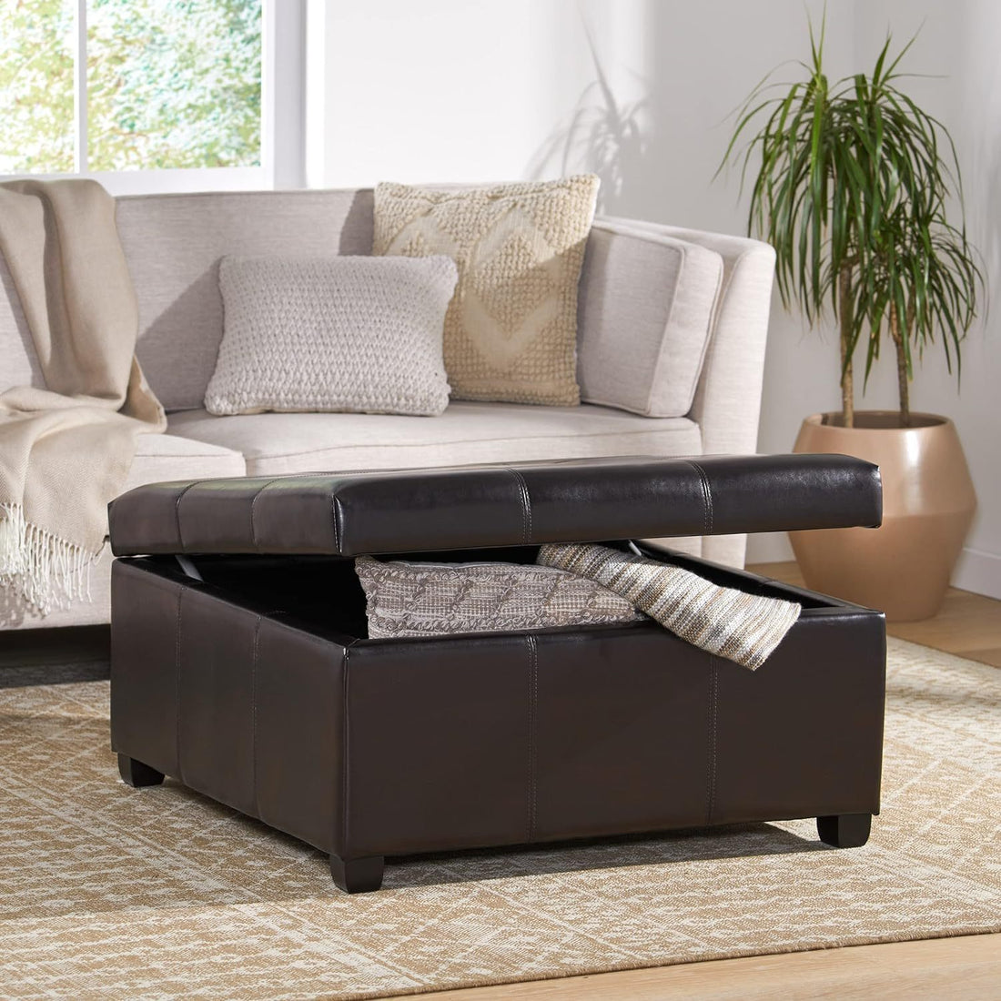 Carlsbad Storage Ottoman Espresso Leather